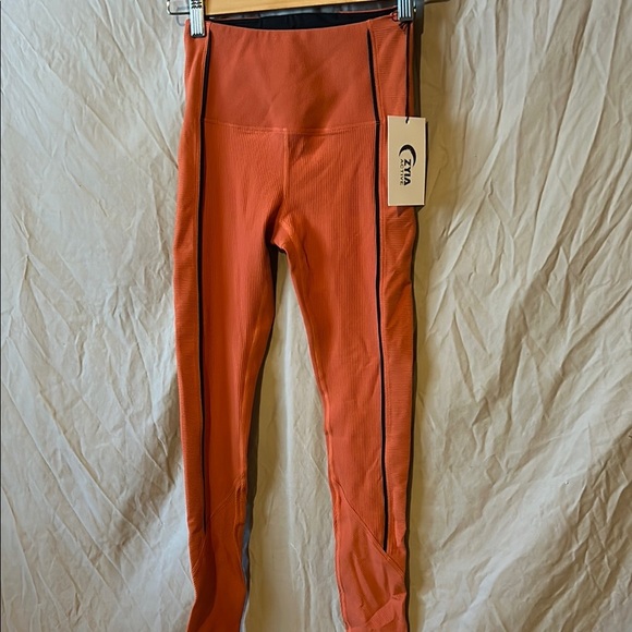 ZYIA Pants - ZYIA Orange Performance Leggings with High Waistband